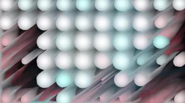 Dinamik soyut pastel küreler yumuşak ve modern bir arka plan oluşturur.