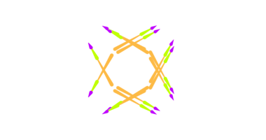 Canlı oklar siyah üzerinde dinamik geometrik desen oluşturur