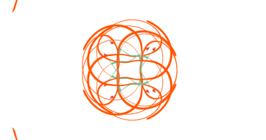 Canlı turuncu girdap çizgileri dinamik bir küre oluşturuyor.