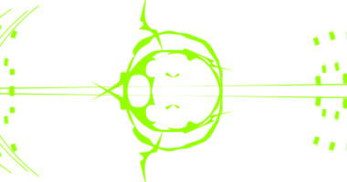 Fütürist elementlerle siyah arkaplan üzerine neon yeşil soyut tasarım