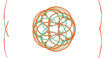 Siyah arkaplanda canlı turuncu ve yeşil soyut küre