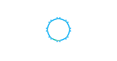 Siyah zemin üzerinde üçgen sivri uçlu parlak mavi daire