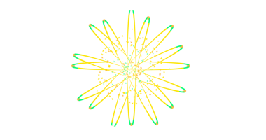 Siyah arkaplanda parlak sarı ve yeşil ışık patlaması