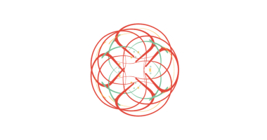 Siyah üzerinde kırmızı ve yeşil çizgiler olan dinamik geometrik desen