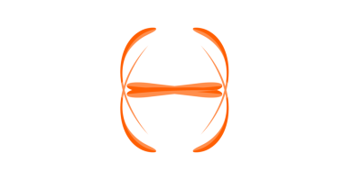 Siyah arkaplan üzerinde canlı turuncu soyut tasarım ögesi