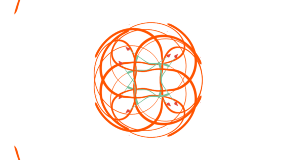 Canlı turuncu girdap çizgileri dinamik bir küre oluşturuyor.