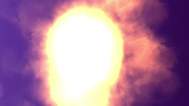 Pembe bulutların arasından parlak bir ışık ve canlı bir günbatımı