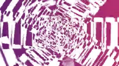 Dinamik geometrik şekilli canlı mor ve beyaz soyut tünel