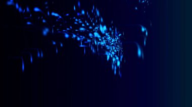 Karanlık uzayda hareket eden çarpıcı mavi ışık parçacıkları