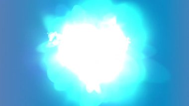 Canlı mavi ve beyaz ışık dinamik soyut sahnede patlıyor.