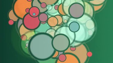 Dinamik yeşil arkaplanda renkli kabarcıklar