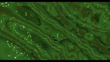 Renkli neon ışık yollarıyla canlı yeşil soyut arkaplan