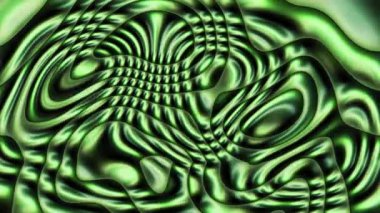 Dalgalı kıvrımları olan parlak yeşil soyut metalik arkaplan