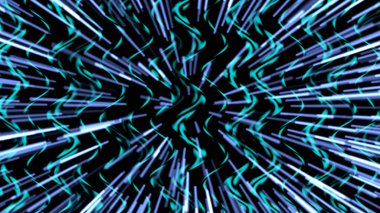 Canlı mavi ve yeşil ışık izleri dinamik bir hareketle dışa doğru patlıyor.