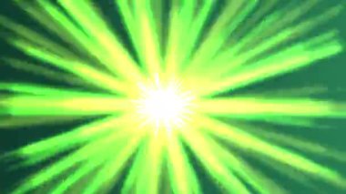 Canlı yeşil ve sarı ışınlarla dinamik ışık patlaması etkisi, enerji ve hareket iletimi.