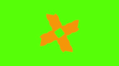 Parlak yeşil arka planda canlı turuncu soyut şekiller