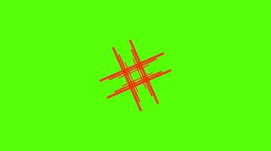 Parlak yeşil arkaplanda canlı turuncu geometrik şekiller