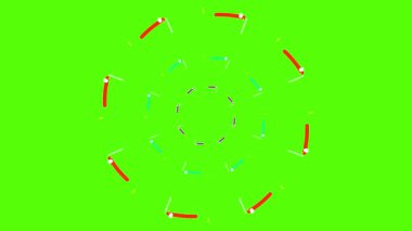 Yeşil üzerinde renkli şekiller olan canlı soyut desen