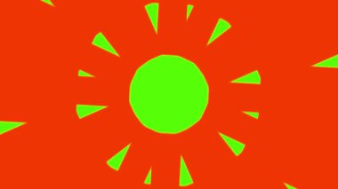 Parlak turuncu arkaplan ve neon yeşil güneş patlaması tasarımı