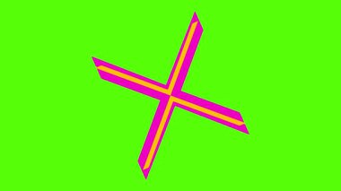 Parlak yeşil arka planda canlı pembe ve sarı soyut tasarım