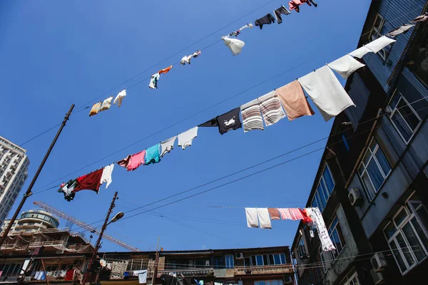 Linen Hung Out Dry Rope Batumi Georgia — Stock Photo, Image