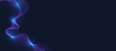 Koyu arkaplanda soyut parlayan geometrik çizgiler. Yapay Zeka ve tüm Dijital İletişim için gelecek teknolojisi kavramı poster, kapak, afiş, broşür, web sitesi