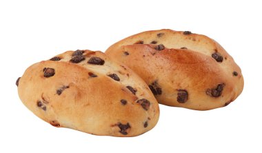 Kurutulmuş meyve tohumlarıyla pişirilmiş ekmek kesme yolu ile izole edilmiş beyaz arkaplan