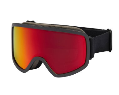 Turuncu kırmızı kar gözlüğü kırpma yolu ile izole edilmiş beyaz arkaplanı kes