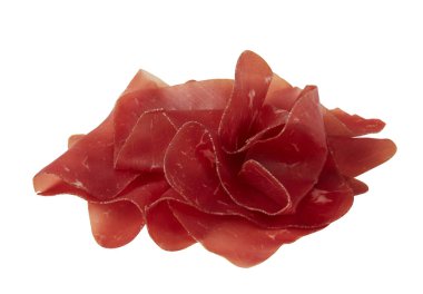 Kurutulmuş jambon kırpma yolu ile izole edilmiş beyaz arkaplanı keser