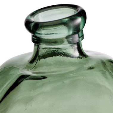Cam şişenin yuvarlak ağzı, berrak yeşil vazo izole edilmiş beyaz arkaplan ve kırpma yolu.