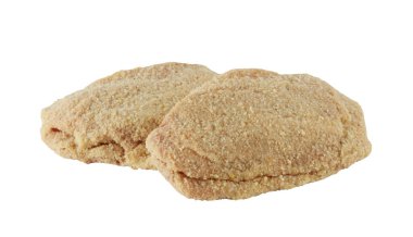 Çıtır çıtır tavuk göğsü kesme yolu ile izole edilmiş beyaz arkaplan