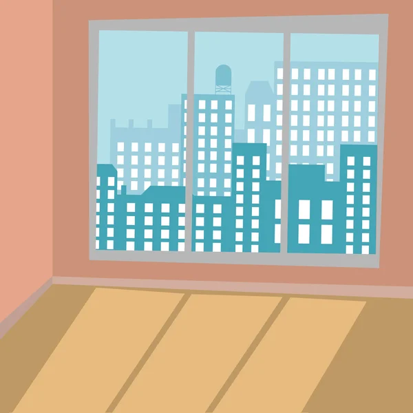 Habitación vacía iluminada con luz de la ventana . — Vector de stock