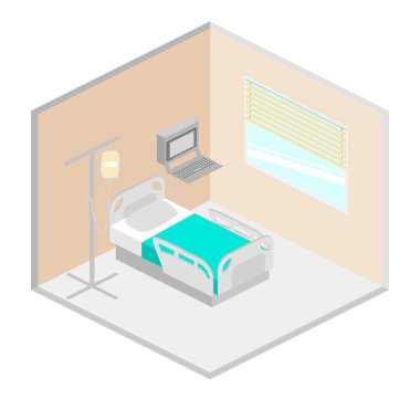 Hastane koğuşunda izometrik vektör 