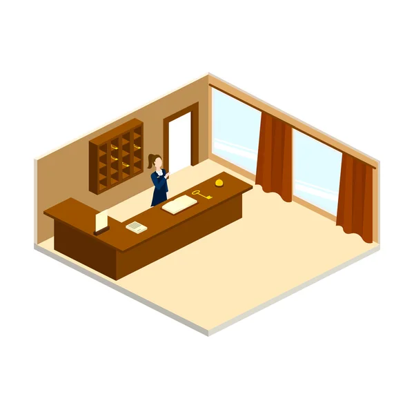 A hotel vector izometrikus recepció — Stock Vector