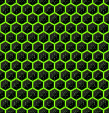 Hexagons of black stone with green streaks of energy. Seamless vector texture. Technology seamless pattern. Vector geometric dark background. clipart