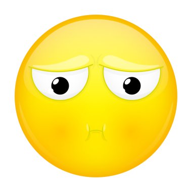 Emoji surat asma. Kötü duygu. İfade surat. Vektör çizim gülümseme simgesi.