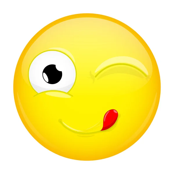 Lecca labbra emoji. Fai l'occhiolino alle emozioni. Deliziosa emoticon. Illustrazione vettoriale icona sorriso . — Vettoriale Stock