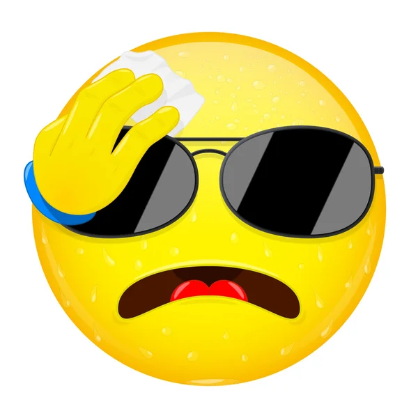 Emoji wipes the sweat with a handkerchief. Hard work, heat, phew