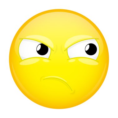 Fena halde şaşırttı emoji. Hüzün duygu. Zarar güçlü duygu. Vektör çizim gülümseme simgesi.