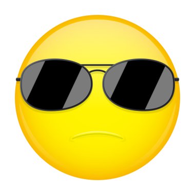 Ciddi emoji. Güçlü duygu. FBI ajanı güçlü duygu. Vektör çizim gülümseme simgesi.