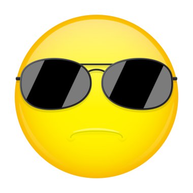 Ciddi emoji. Güçlü duygu. FBI ajanı güçlü duygu. Vektör çizim gülümseme simgesi.