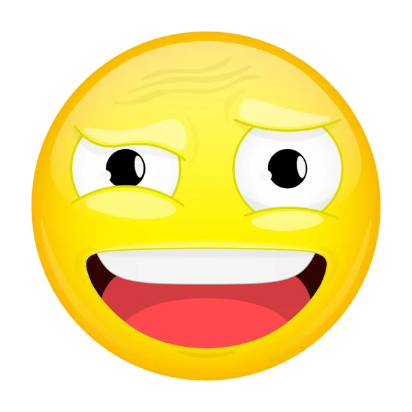Che emoji. Non capisco l'emozione. Un'emoticon ammaliata. Illustrazione vettoriale icona sorriso . — Vettoriale Stock
