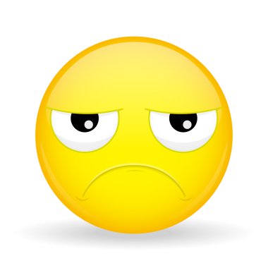 Üzgün surat. Zarar güçlü duygu. Mutsuz güçlü duygu. Güvercinindentürediğine emoji. Duygu üzgün. Vektör çizim gülümseme simgesi.