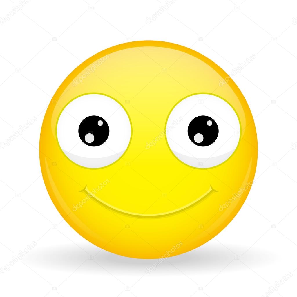 Emoticon smiles broadly. Kind emoticon. Cheerful emoticon. Pleased emoji. Happy emotion. Vector illustration smile icon.