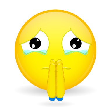Kendisini affetmesi için güçlü duygu. Üzgünüm güçlü duygu. Lütfen ifade. Emoji ikna. Duygu yalvarıyorum. Vektör çizim gülümseme simgesi.
