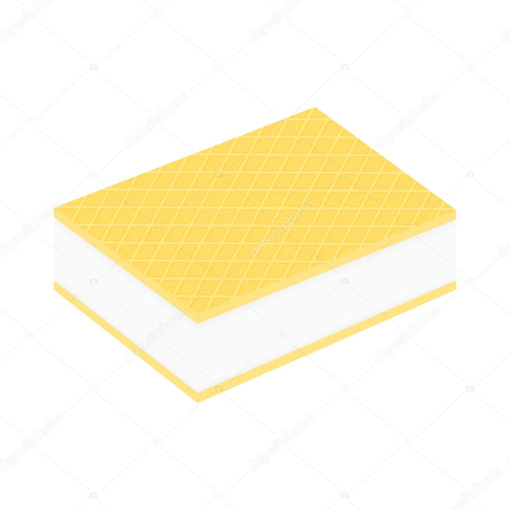 Ice cream between two wafers. Isolated on white vector illustration. 