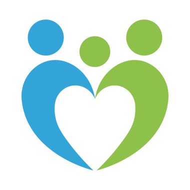 Aile sevgisi birliği toplumu soyut kalp çizimi birlikteliği temsil ediyor Bu canlı mavi ve yeşil grafik güçlü insan bağlantılarını ve karşılıklı desteği sembolize ediyor