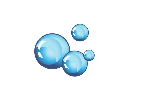 Burbujas azules con tintes de colores sobre un fondo blanco — Vector de stock