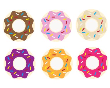 Sevimli tatlı renkli donut kümesi