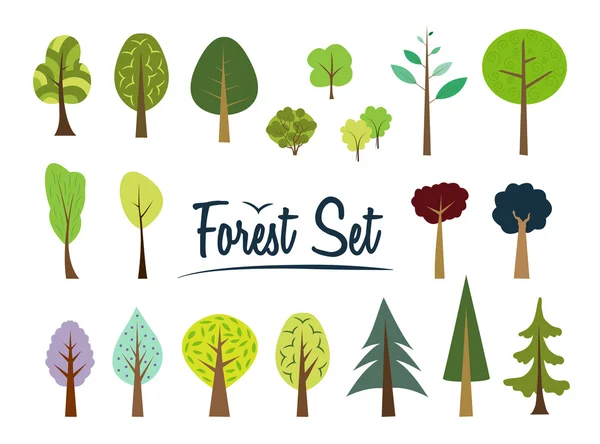 Vector forest set — Stock Vector